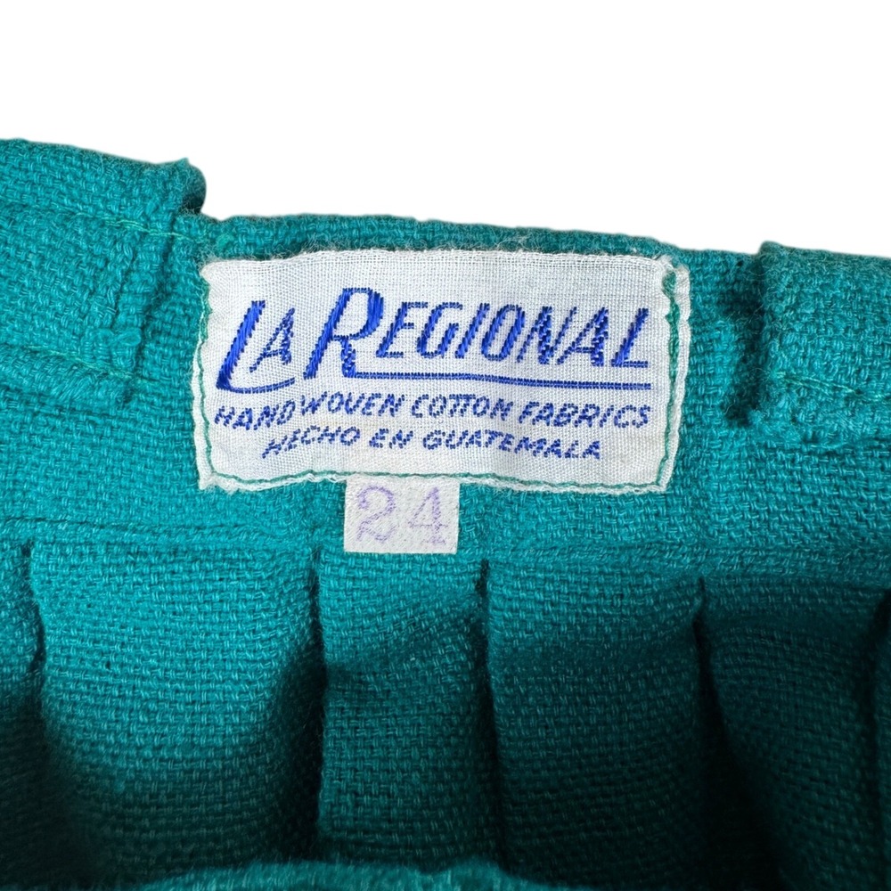 Vtg LaRegional Handwoven Skirt Womens Size 24 Folk Art Teal Multicolor Guatemala - Picture 5 of 10